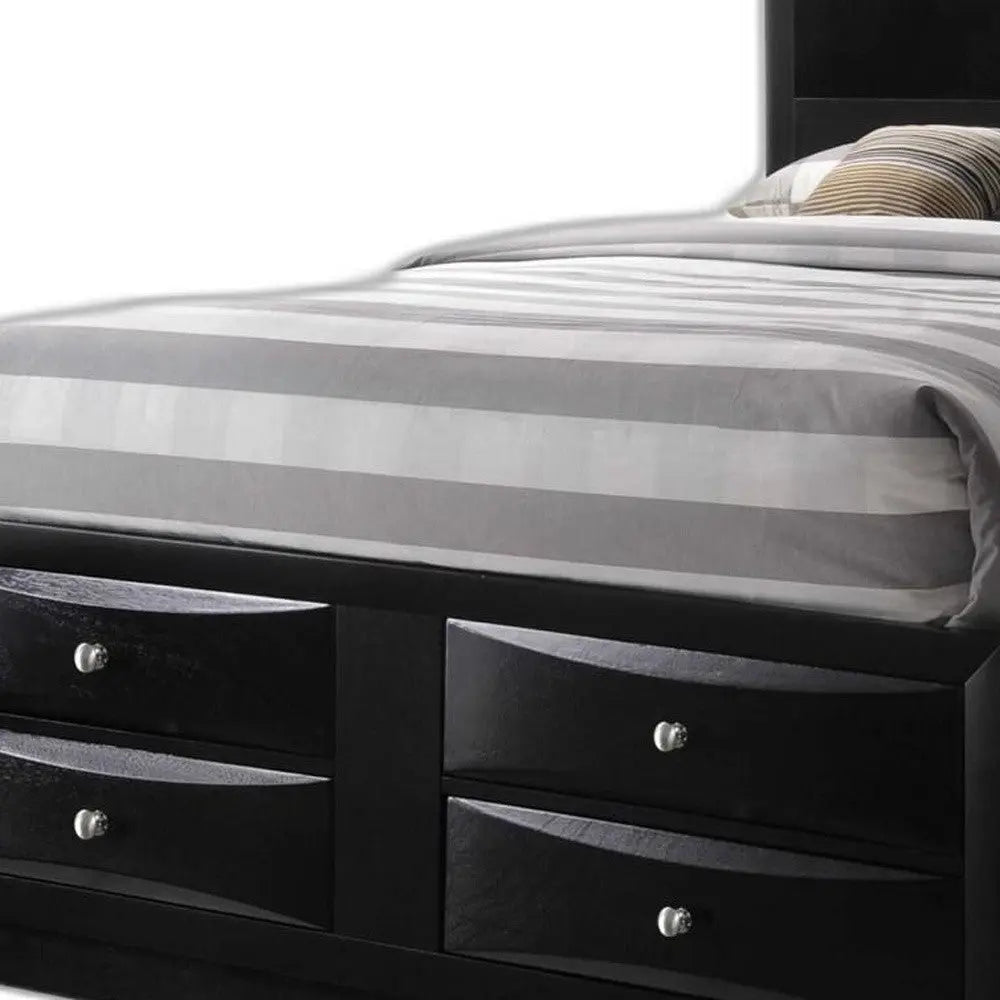 Black Wood King Bed Frame With Drawers Homeroots Bed & Bath
