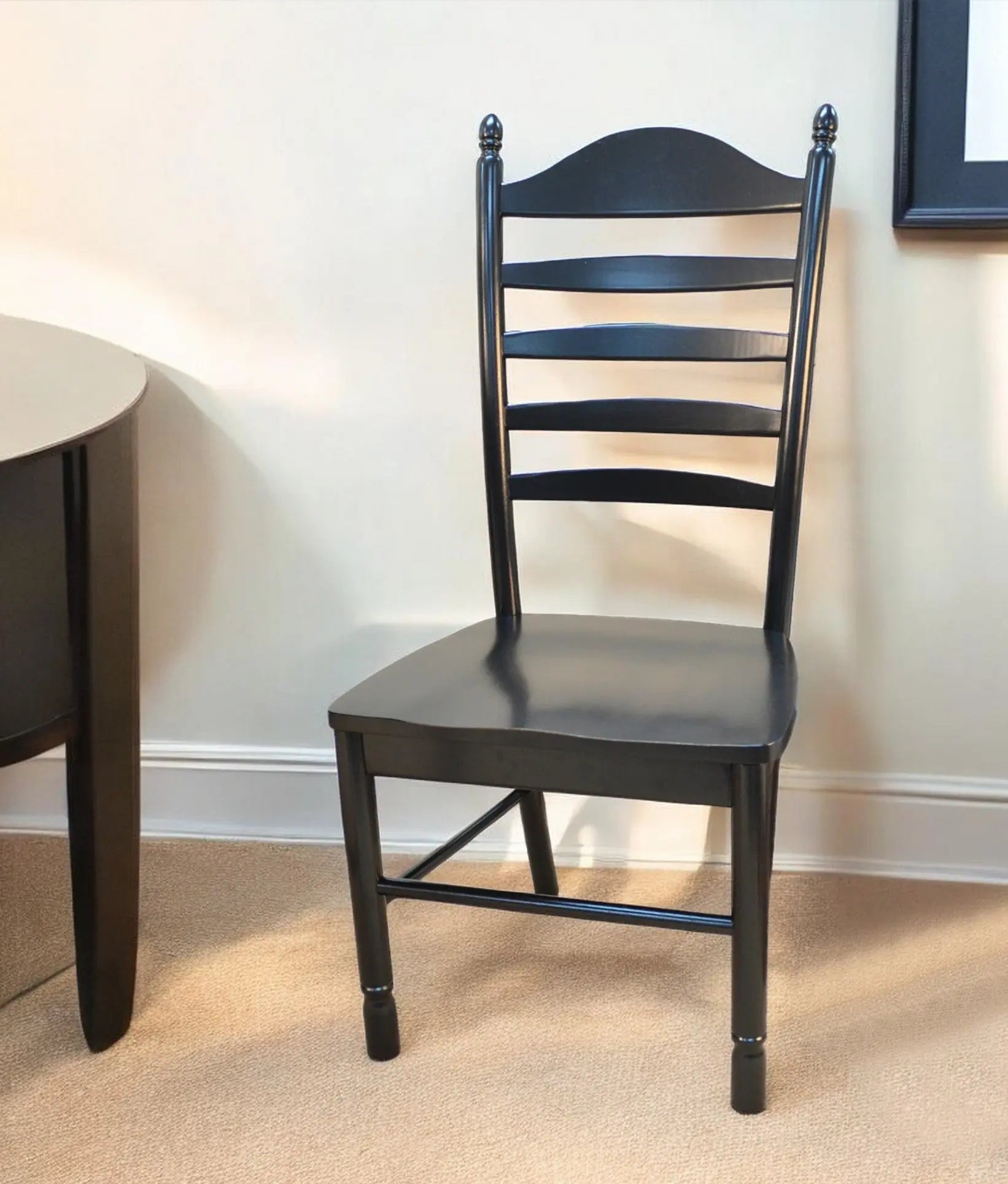 Black Wood Ladder Back Dining Side Chair Homeroots Kitchen & Dining