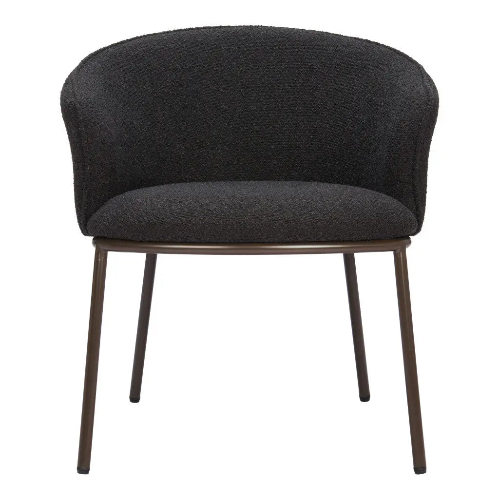 Black and Bronze Upholstered Faux Fur Dining Arm Chair Homeroots