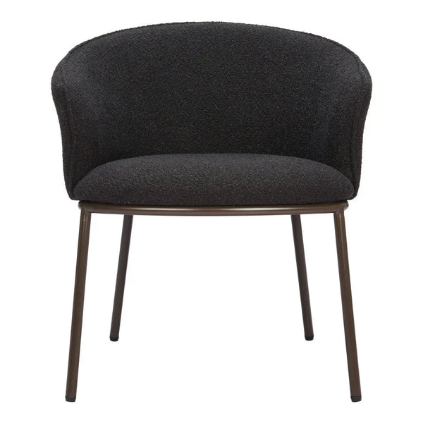 Black and Bronze Upholstered Faux Fur Dining Arm Chair Homeroots