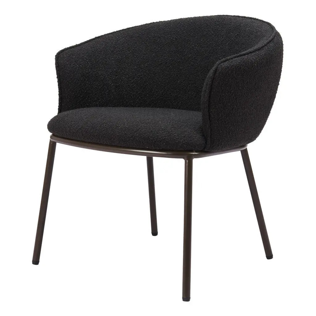 Black and Bronze Upholstered Faux Fur Dining Arm Chair Homeroots