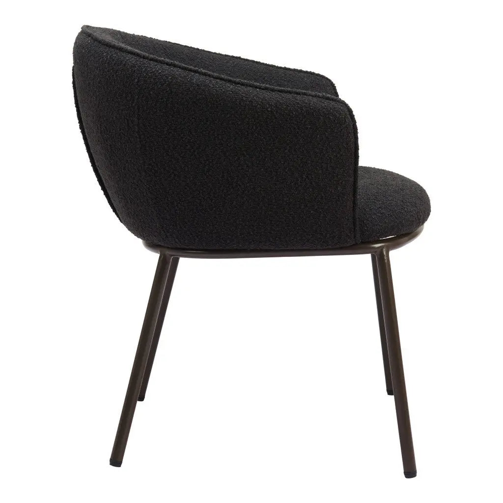 Black and Bronze Upholstered Faux Fur Dining Arm Chair Homeroots