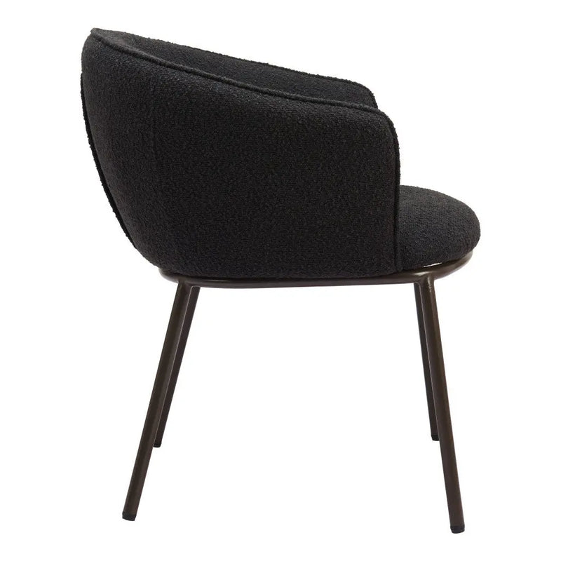 Black and Bronze Upholstered Faux Fur Dining Arm Chair Homeroots