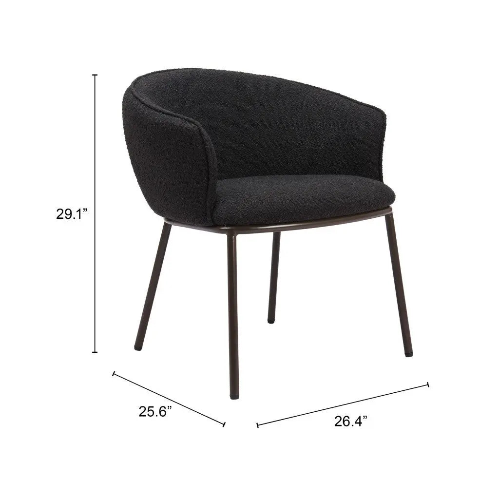 Black and Bronze Upholstered Faux Fur Dining Arm Chair Homeroots