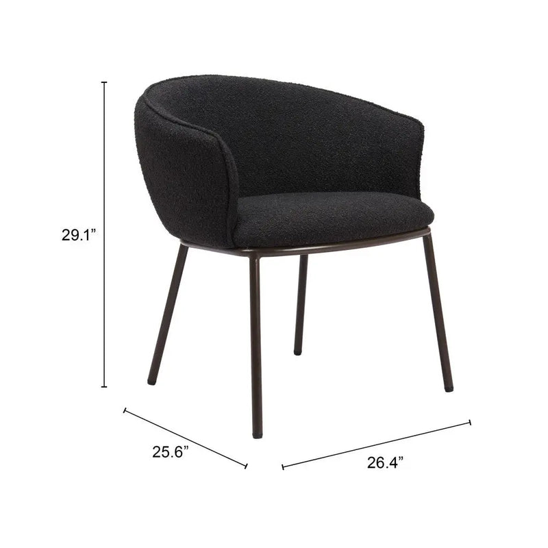Black and Bronze Upholstered Faux Fur Dining Arm Chair Homeroots
