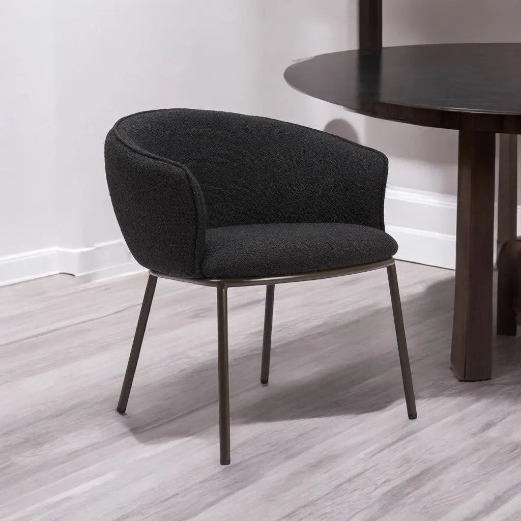 Black and Bronze Upholstered Faux Fur Dining Arm Chair Homeroots