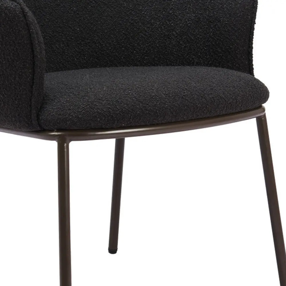 Black and Bronze Upholstered Faux Fur Dining Arm Chair Homeroots
