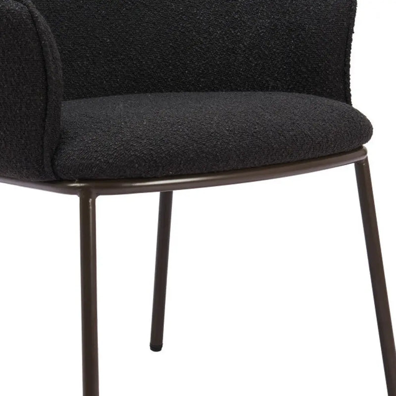 Black and Bronze Upholstered Faux Fur Dining Arm Chair Homeroots
