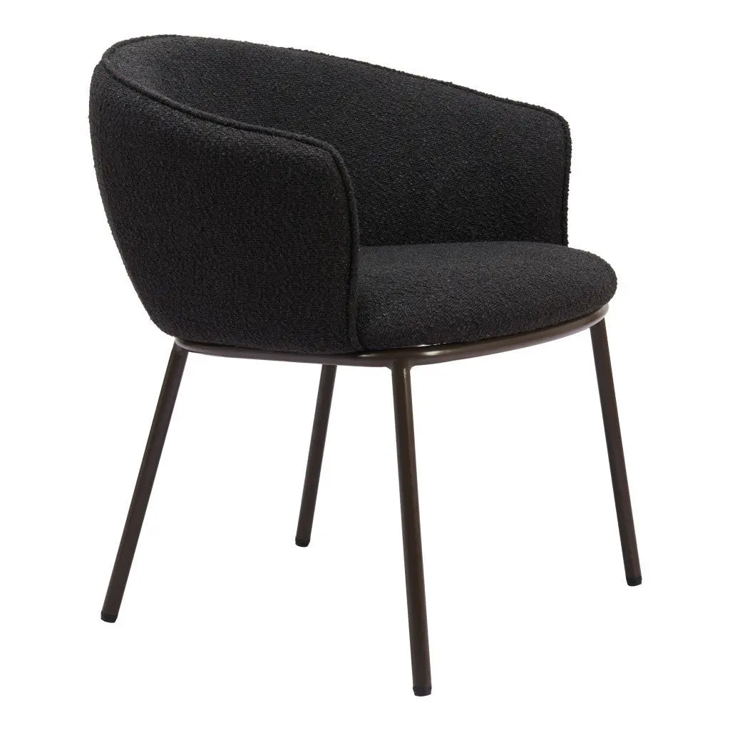 Black and Bronze Upholstered Faux Fur Dining Arm Chair Homeroots