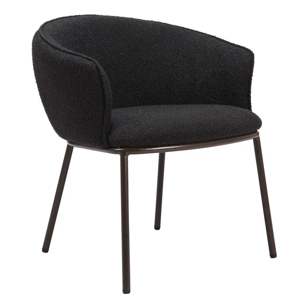 Black and Bronze Upholstered Faux Fur Dining Arm Chair Homeroots