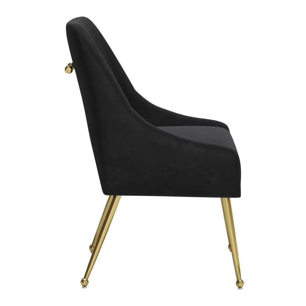 Black and Gold Upholstered Velvet Dining Side Chair - GreatEagleInc