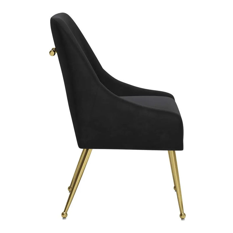 Black and Gold Upholstered Velvet Dining Side Chair - GreatEagleInc