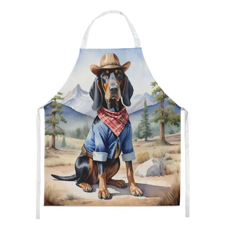 Black and Tan Coonhound Cowboy Welcome Apron Caroline's Treasures