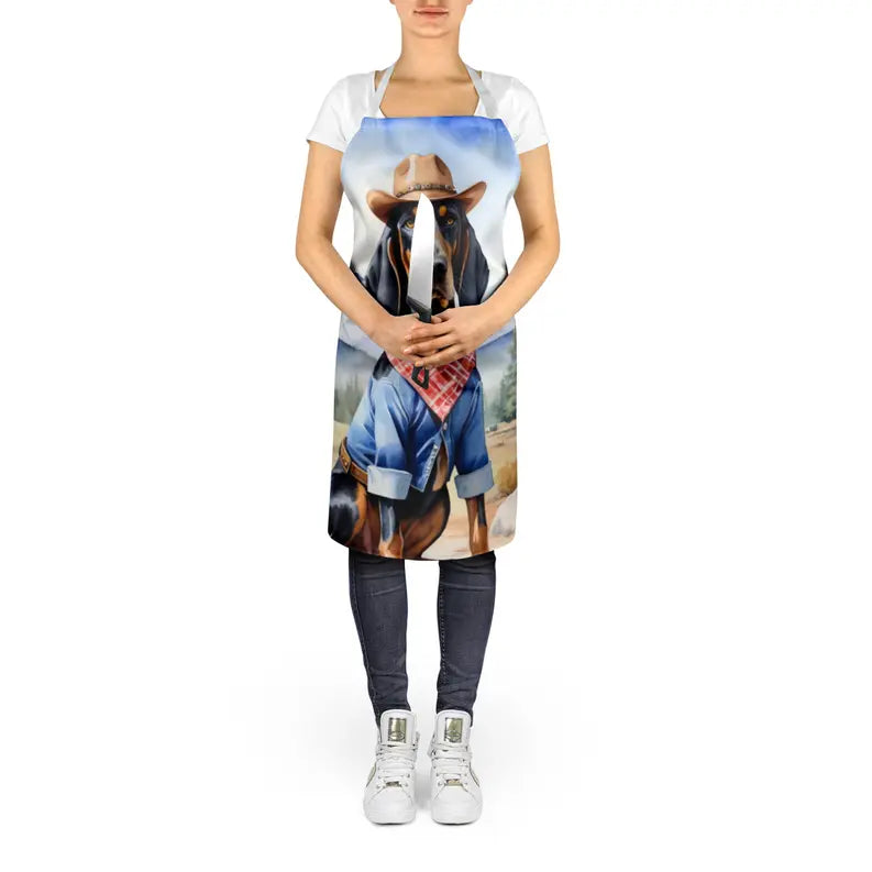 Black and Tan Coonhound Cowboy Welcome Apron Caroline's Treasures