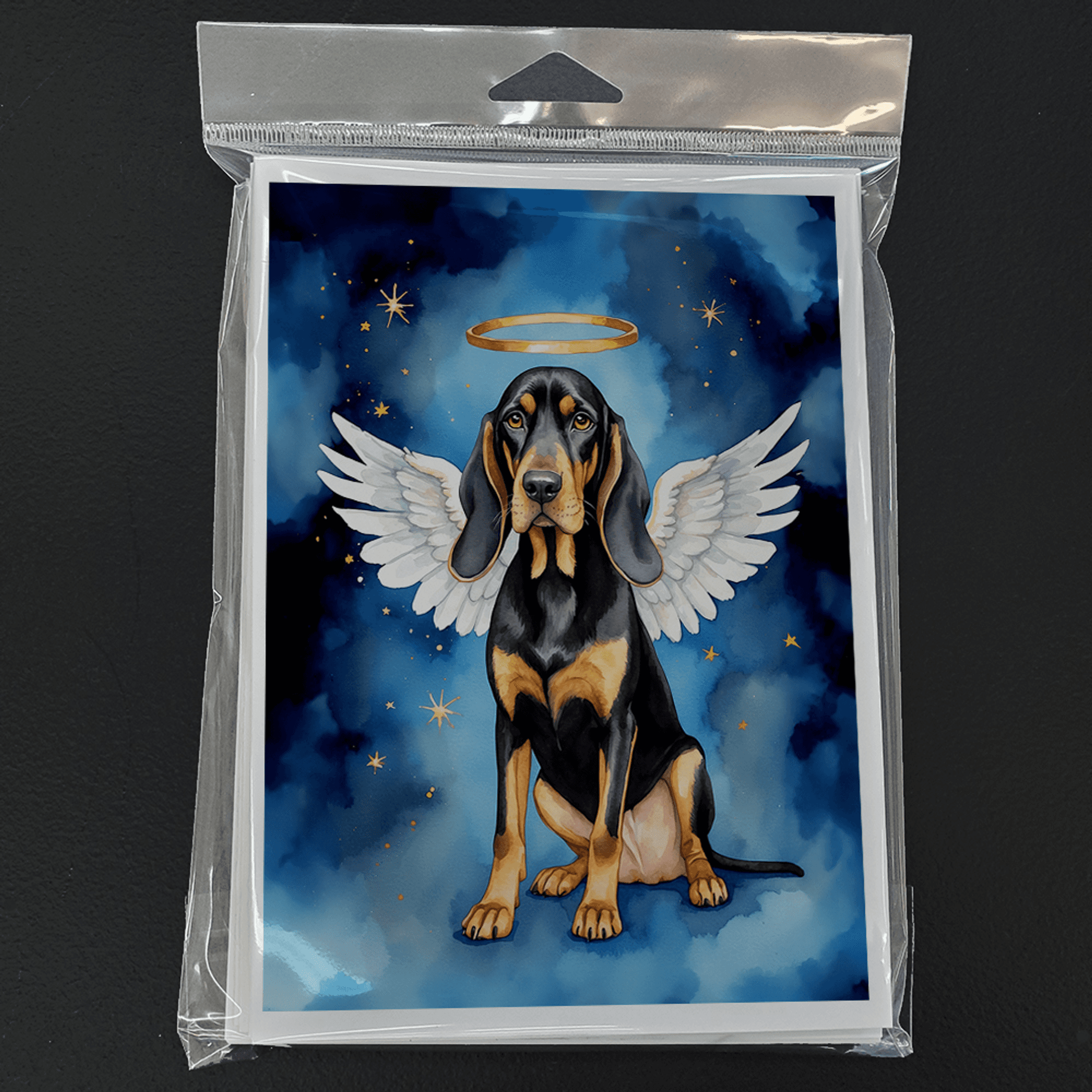 Black and Tan Coonhound My Angel Greeting Cards Pack of 8 Caroline's Treasures