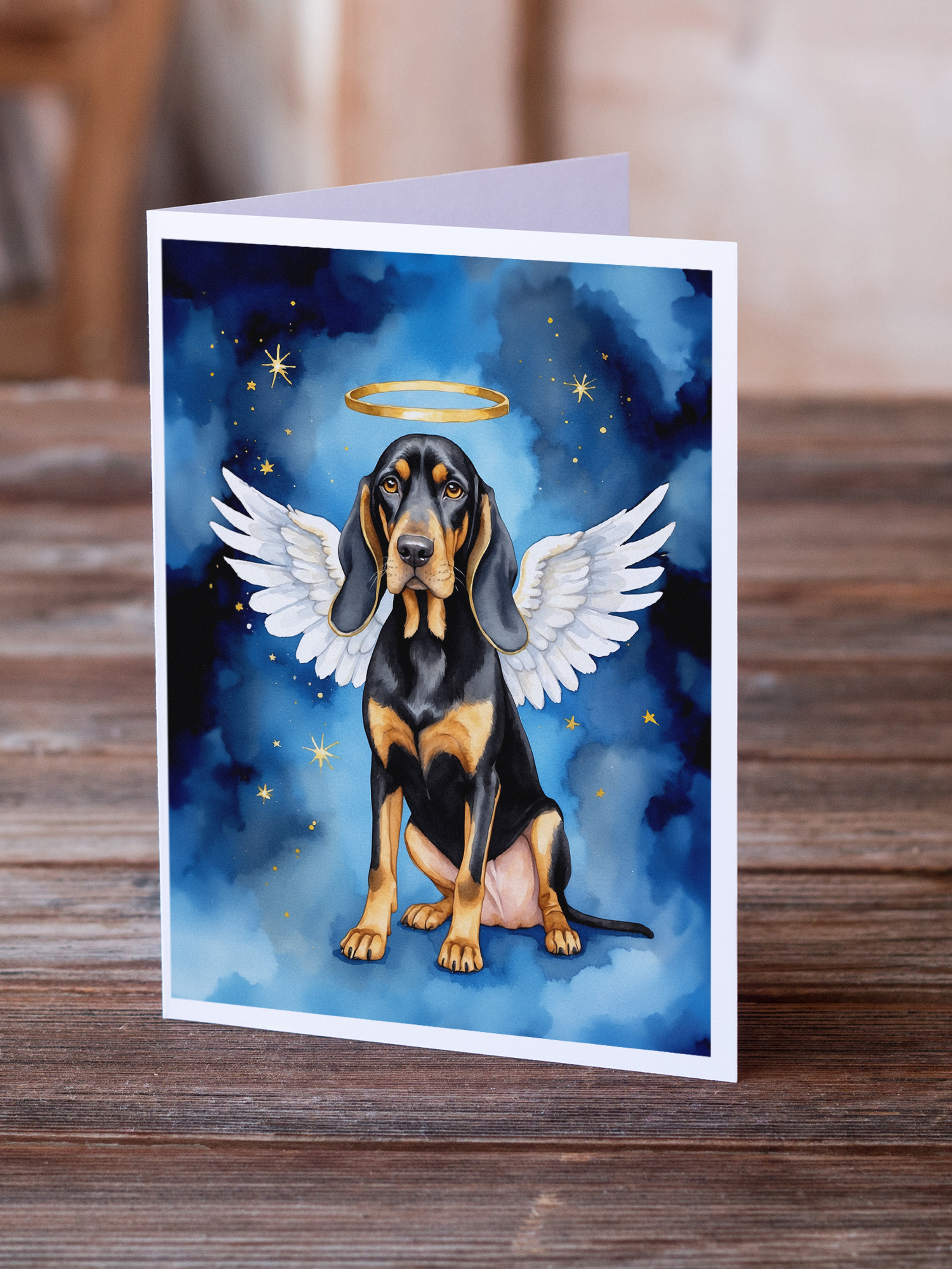 Black and Tan Coonhound My Angel Greeting Cards Pack of 8 Caroline's Treasures