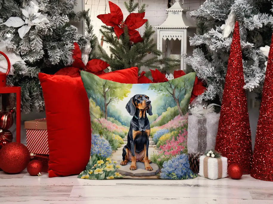 Black and Tan Coonhound Spring Path Pair of Pot Holders Caroline's Treasures