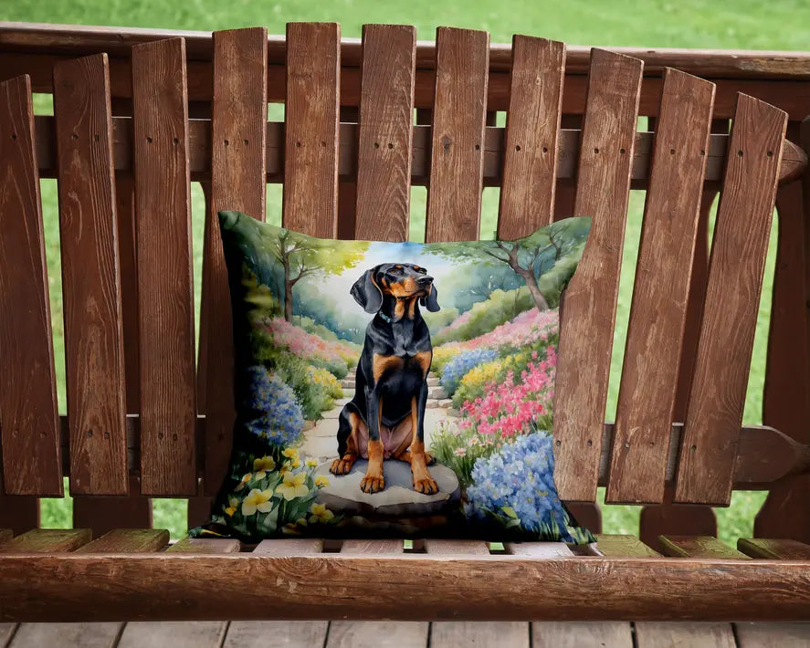Black and Tan Coonhound Spring Path Pair of Pot Holders Caroline's Treasures