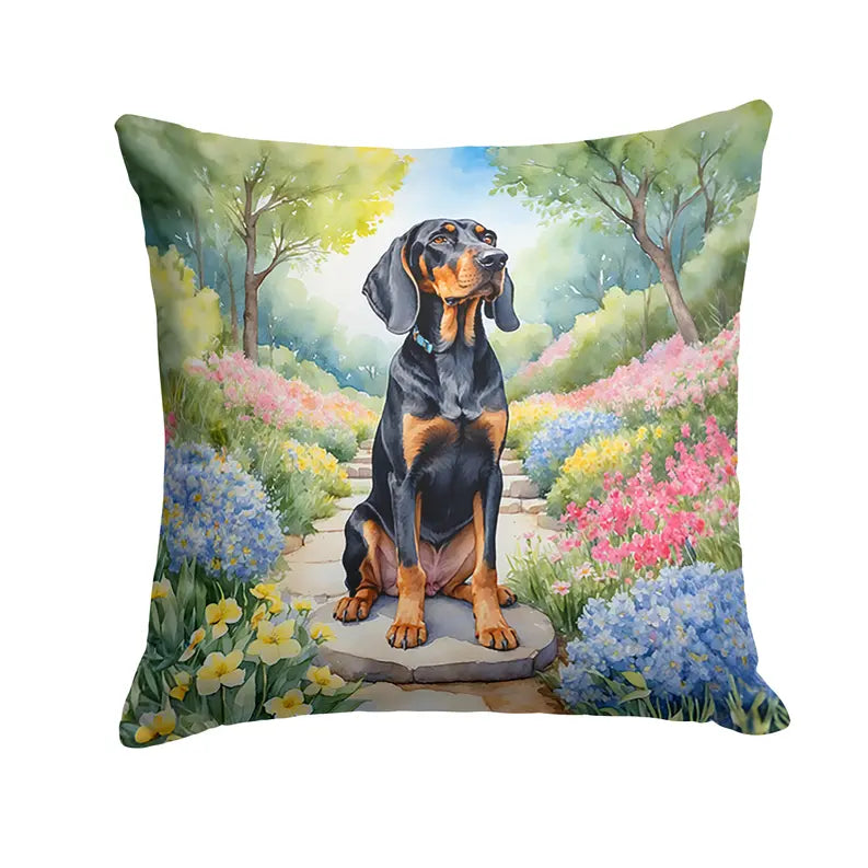 Black and Tan Coonhound Spring Path Pair of Pot Holders Caroline's Treasures