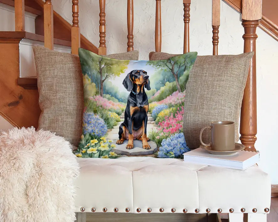 Black and Tan Coonhound Spring Path Pair of Pot Holders Caroline's Treasures