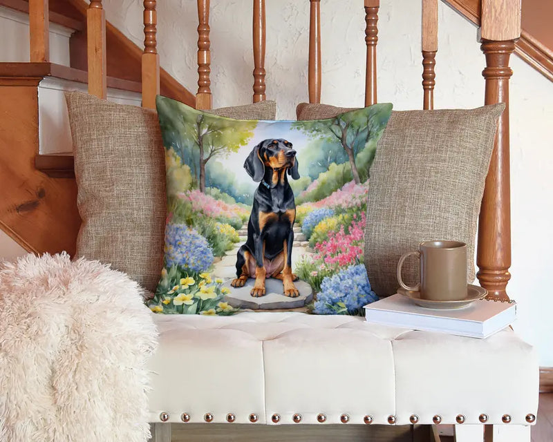 Black and Tan Coonhound Spring Path Pair of Pot Holders Caroline's Treasures
