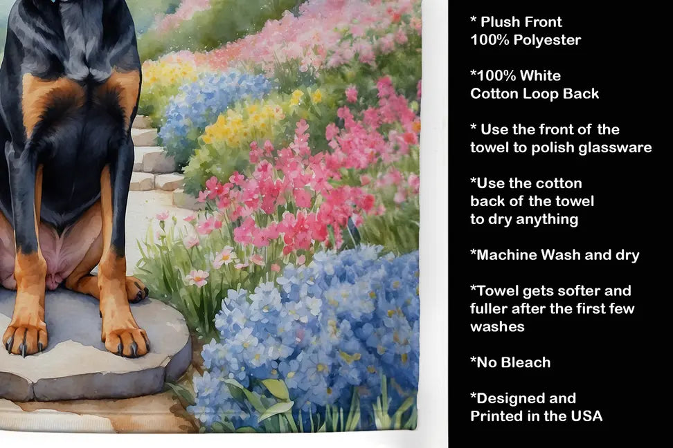 Black and Tan Coonhound Spring Path Pair of Pot Holders Caroline's Treasures