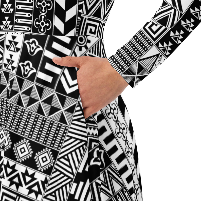 Black and White Print Midi Dress Adirelounge