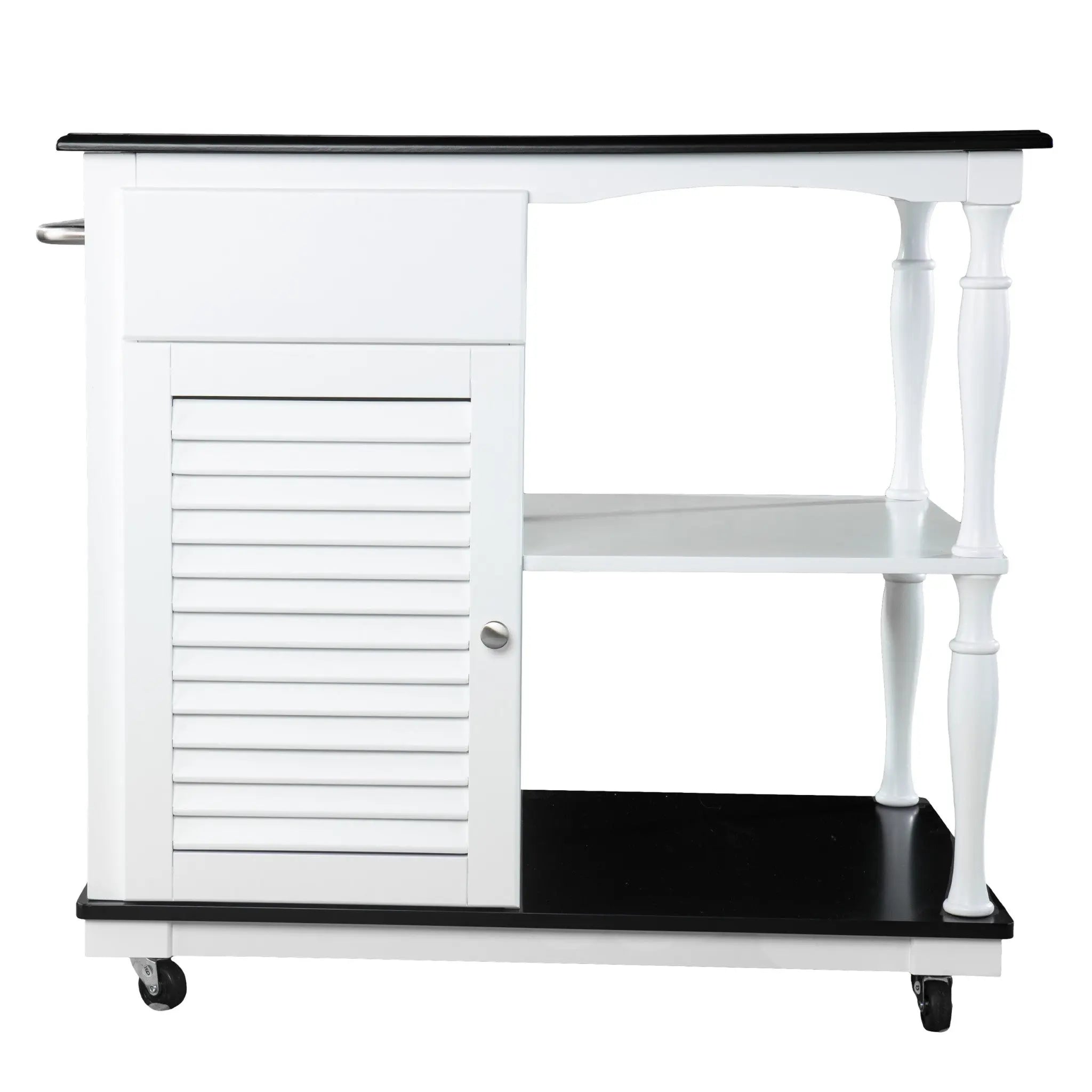 Black and White and Black 39" Rolling Kitchen Island With Storage Homeroots Kitchen & Dining