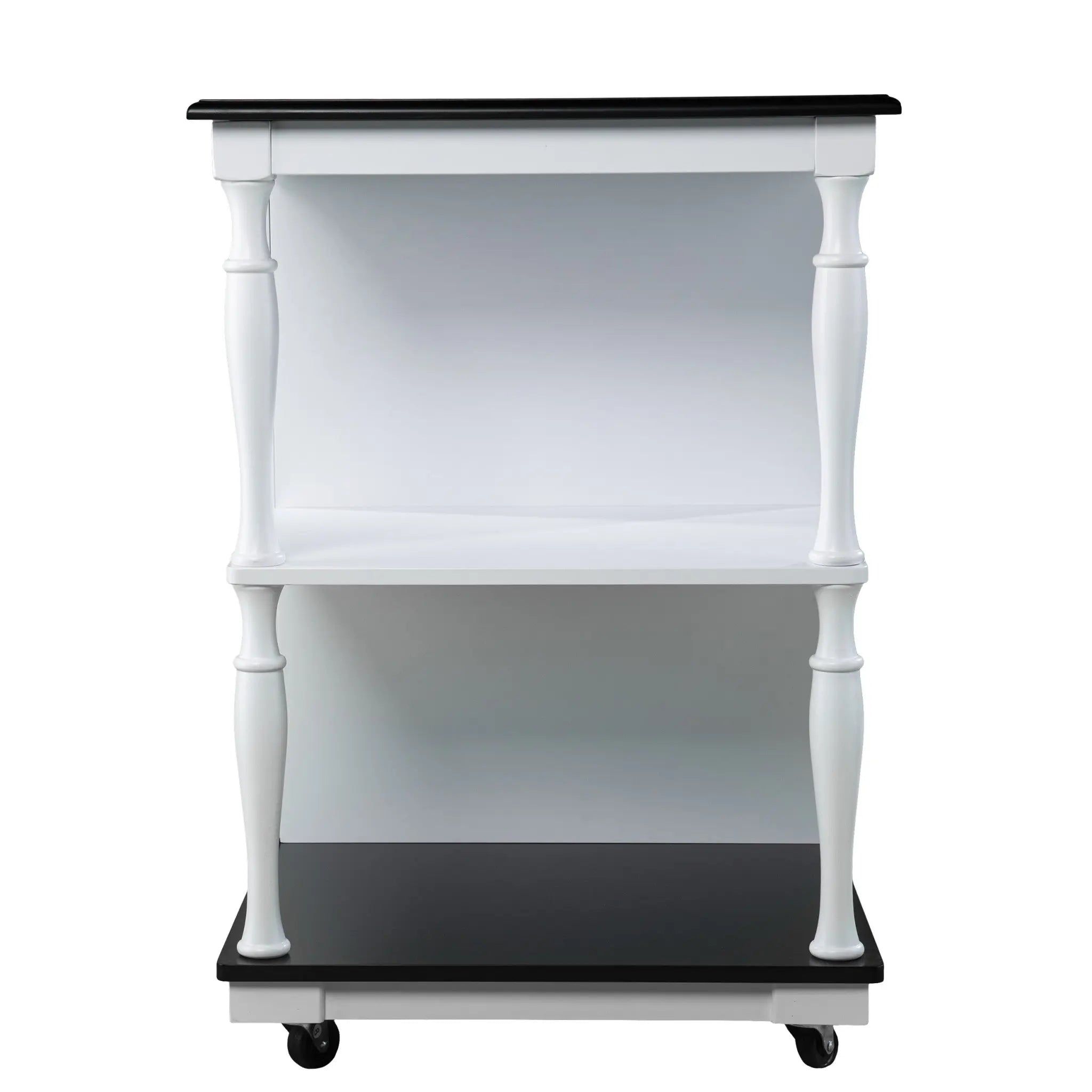 Black and White and Black 39" Rolling Kitchen Island With Storage Homeroots Kitchen & Dining