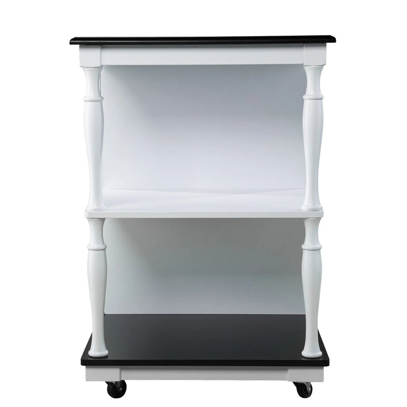 Black and White and Black 39" Rolling Kitchen Island With Storage Homeroots Kitchen & Dining