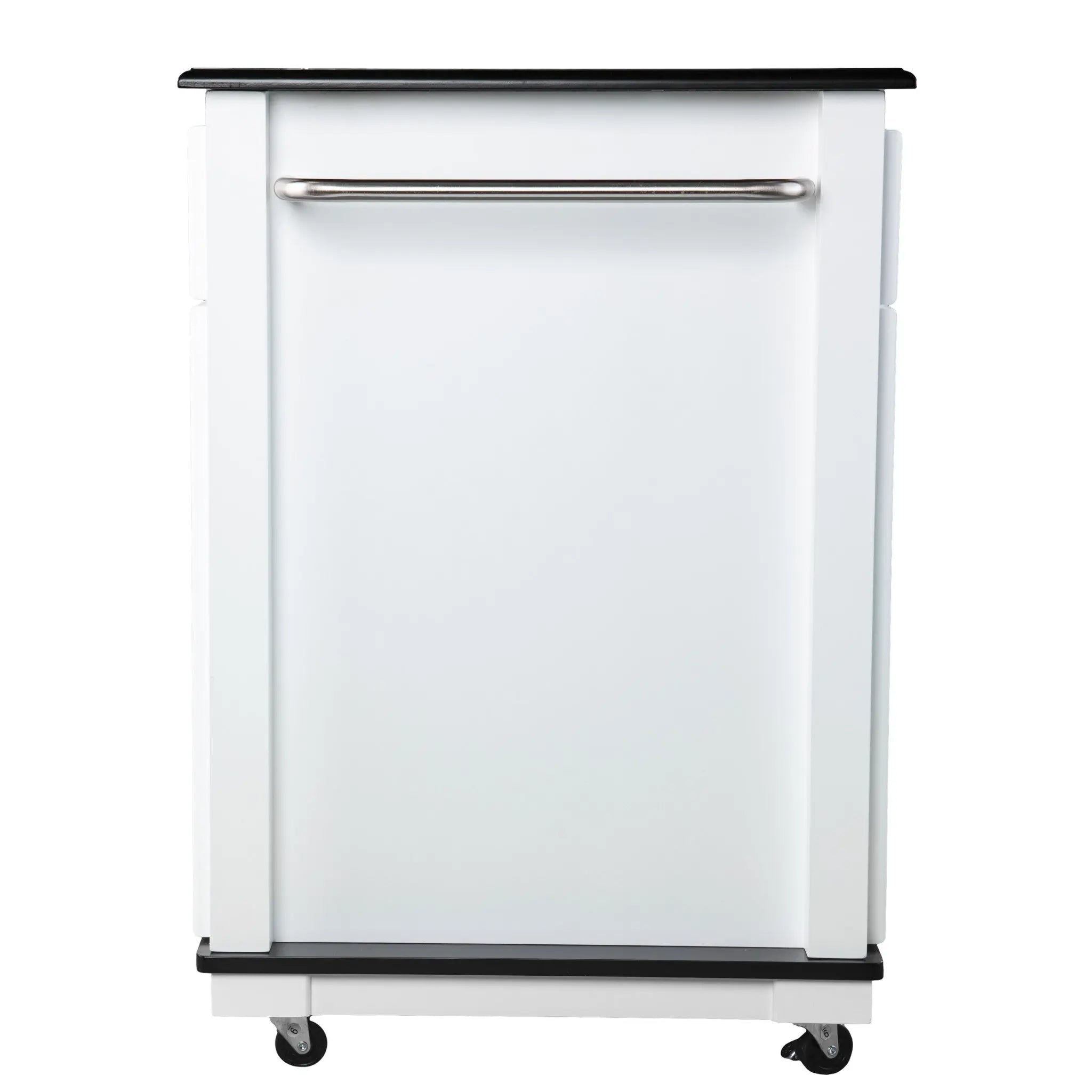 Black and White and Black 39" Rolling Kitchen Island With Storage Homeroots Kitchen & Dining