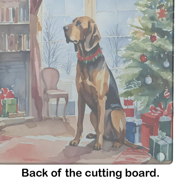 Bloodhound Cozy Christmas Glass Cutting Board Caroline's Treasures