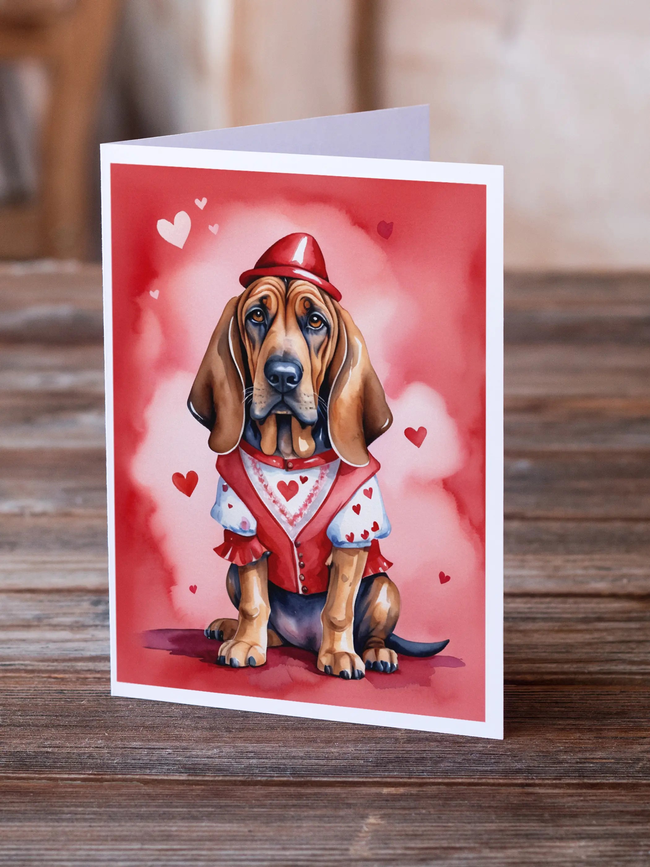 Bloodhound My Valentine Greeting Cards Pack of 8 Caroline's Treasures