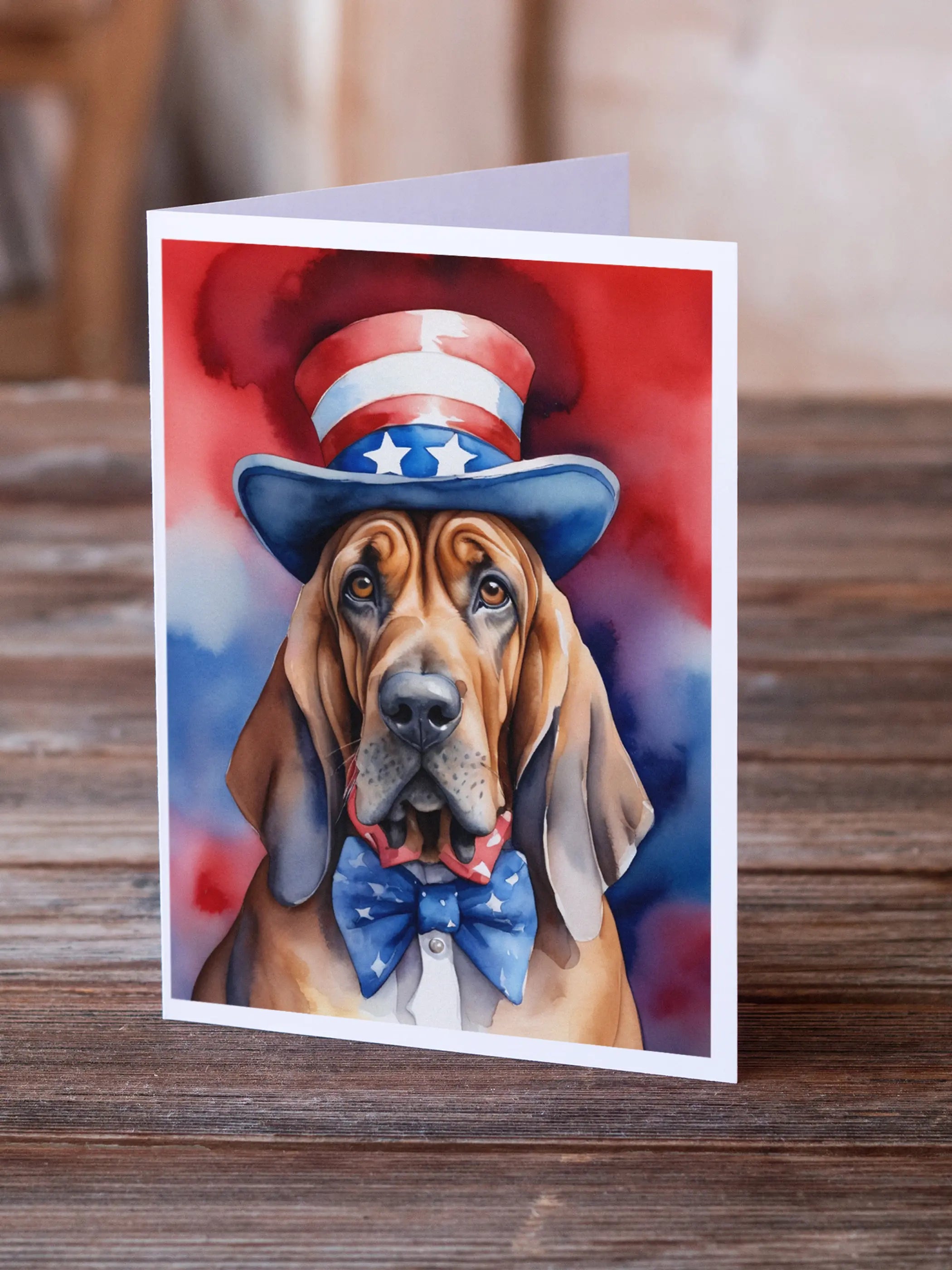 Bloodhound Patriotic American Greeting Cards Pack of 8 Caroline's Treasures