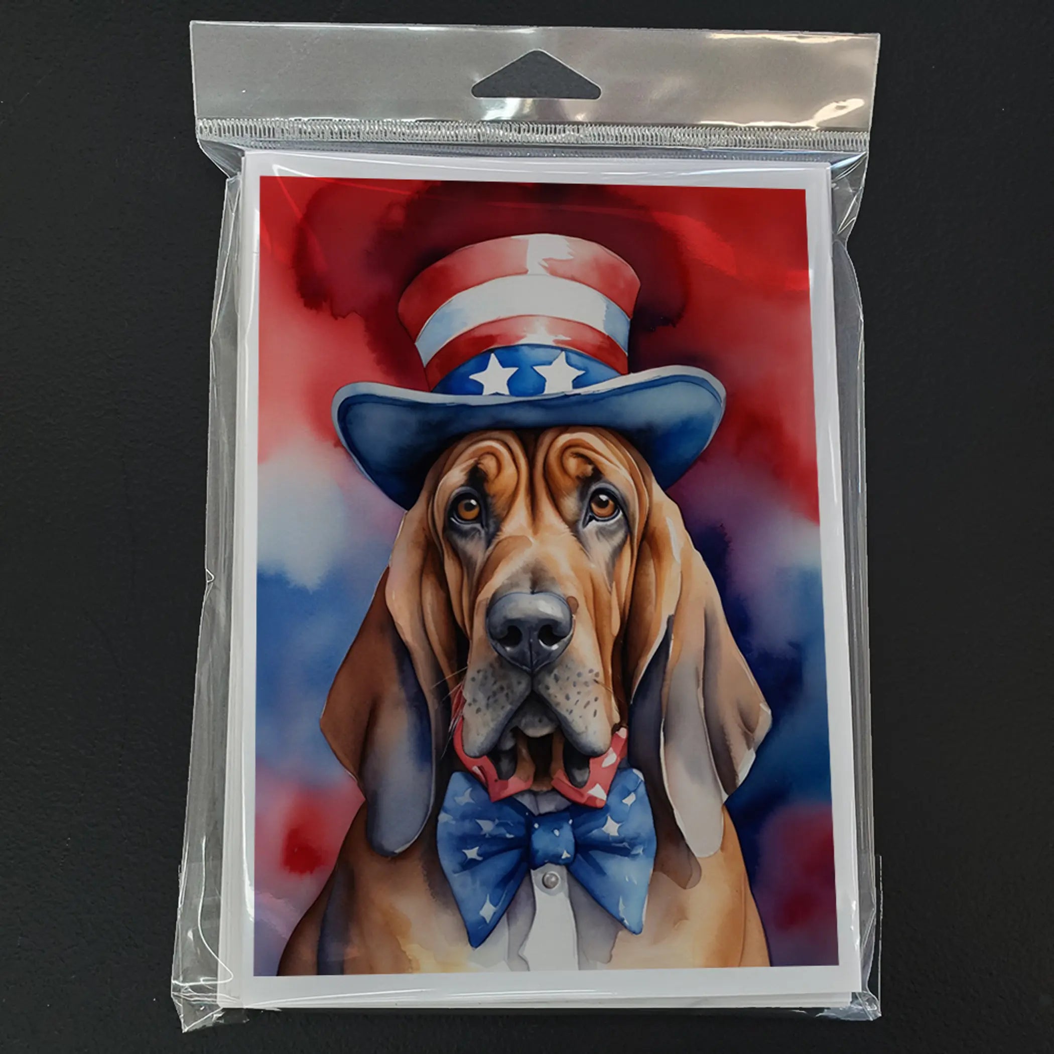 Bloodhound Patriotic American Greeting Cards Pack of 8 Caroline's Treasures