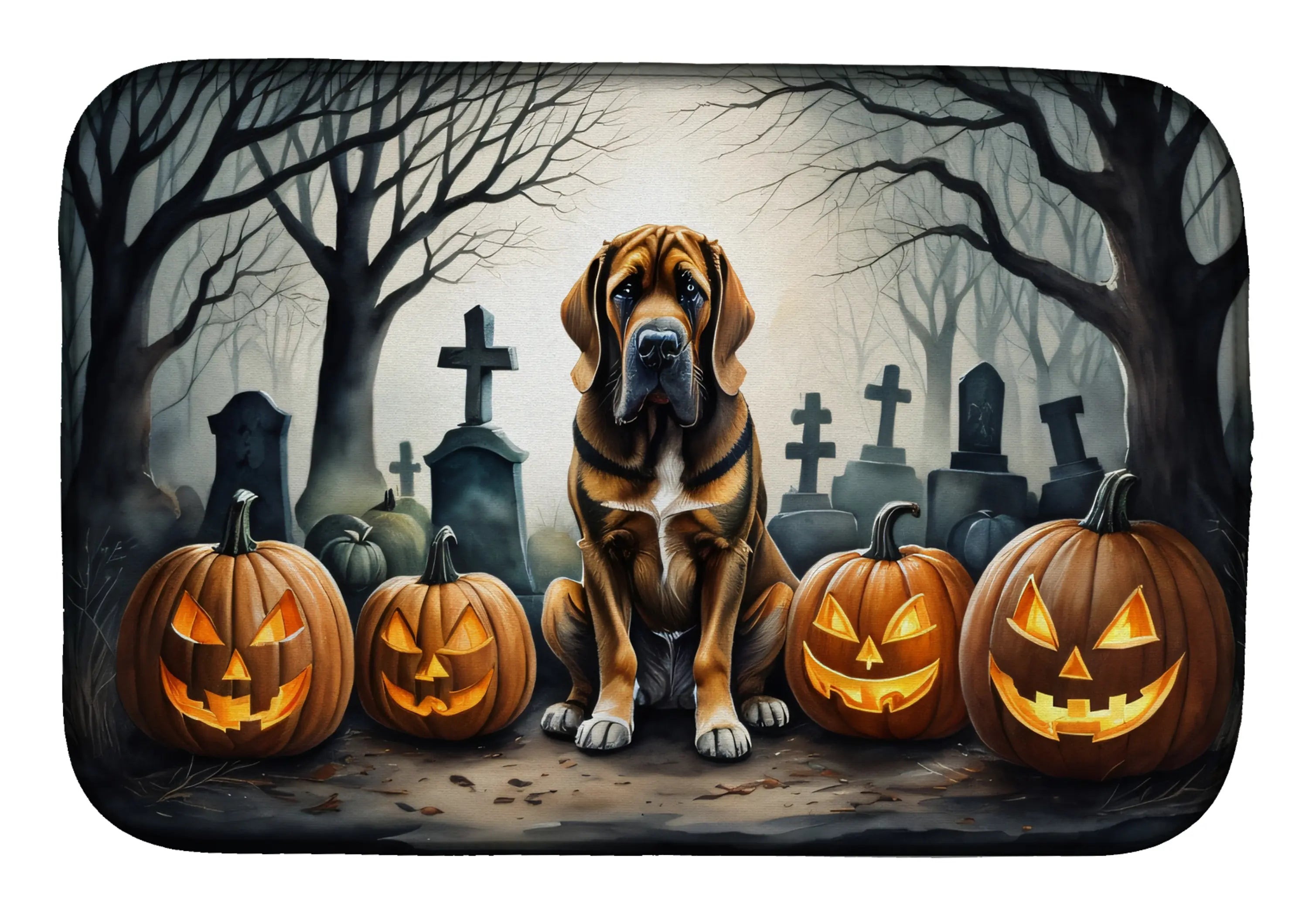 Bloodhound Spooky Halloween Dish Drying Mat Caroline's Treasures