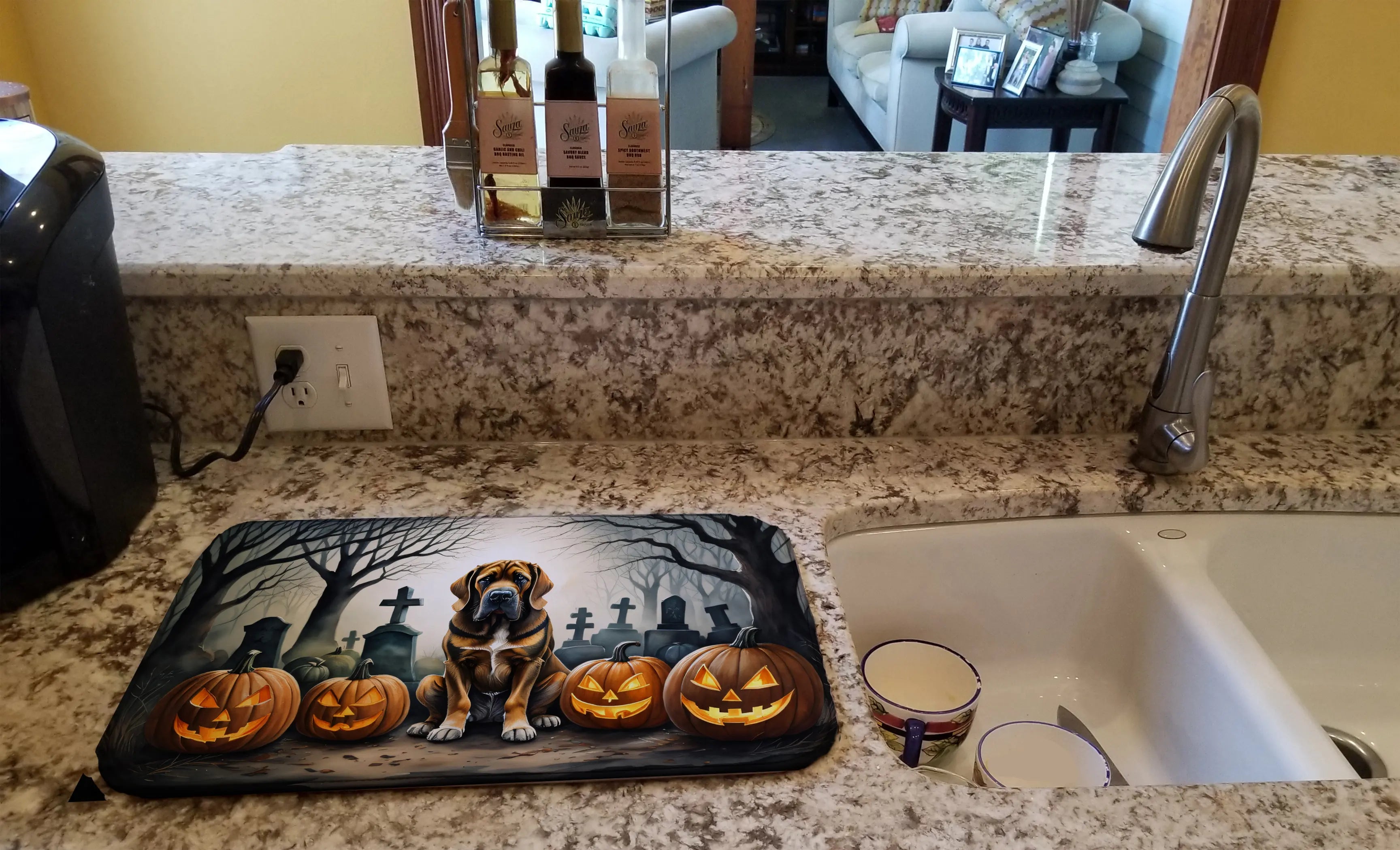 Bloodhound Spooky Halloween Dish Drying Mat Caroline's Treasures