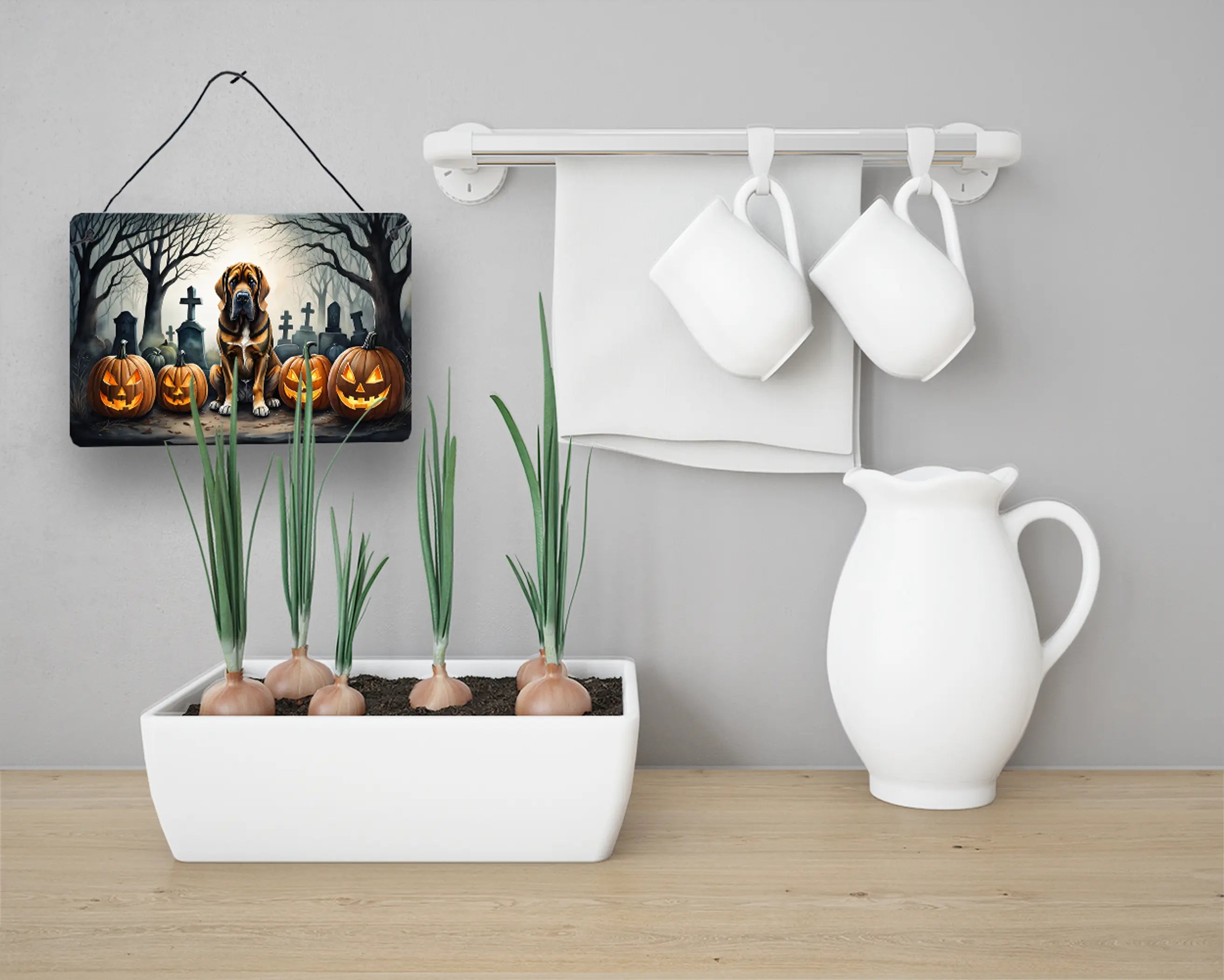 Bloodhound Spooky Halloween Wall or Door Hanging Prints Caroline's Treasures
