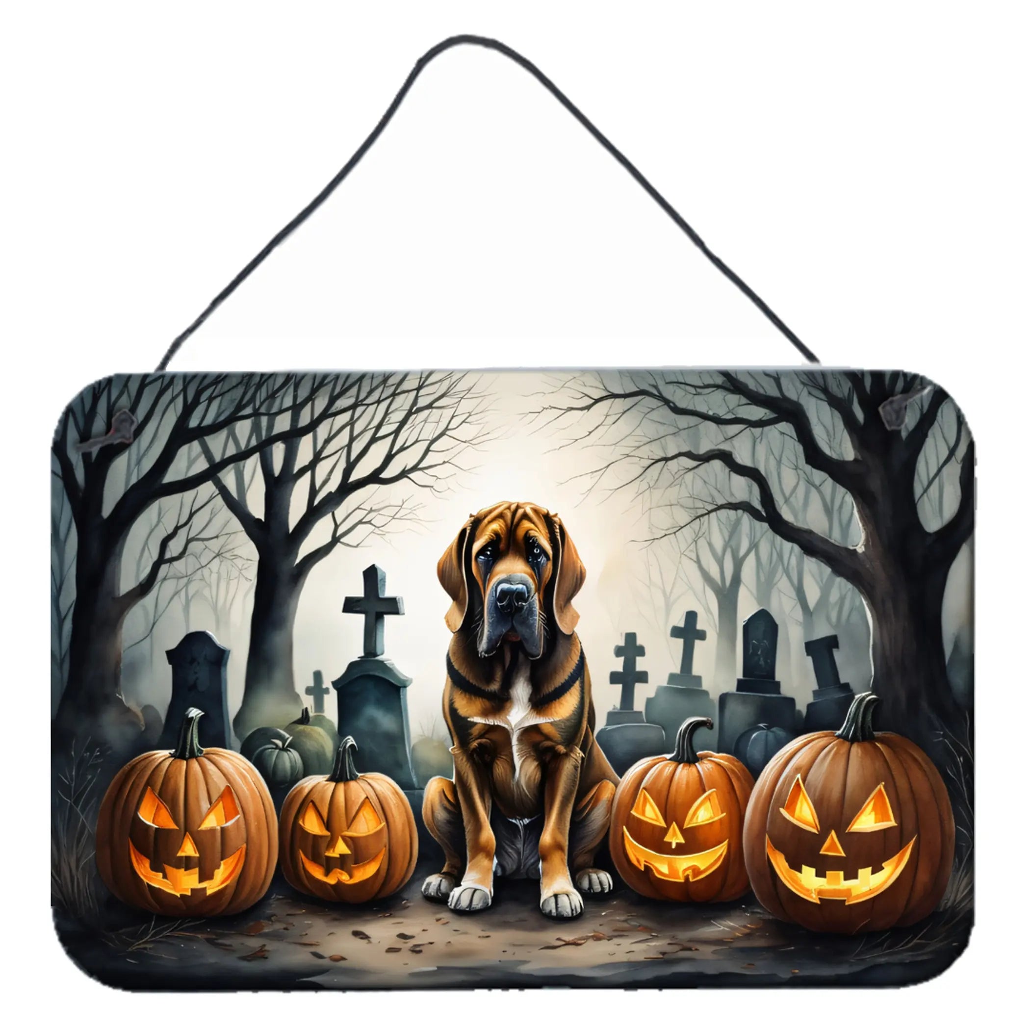 Bloodhound Spooky Halloween Wall or Door Hanging Prints Caroline's Treasures