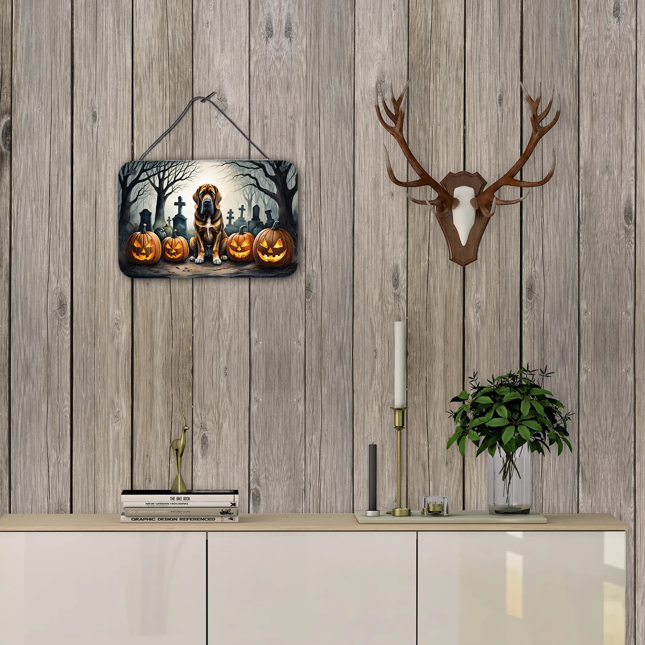 Bloodhound Spooky Halloween Wall or Door Hanging Prints Caroline's Treasures
