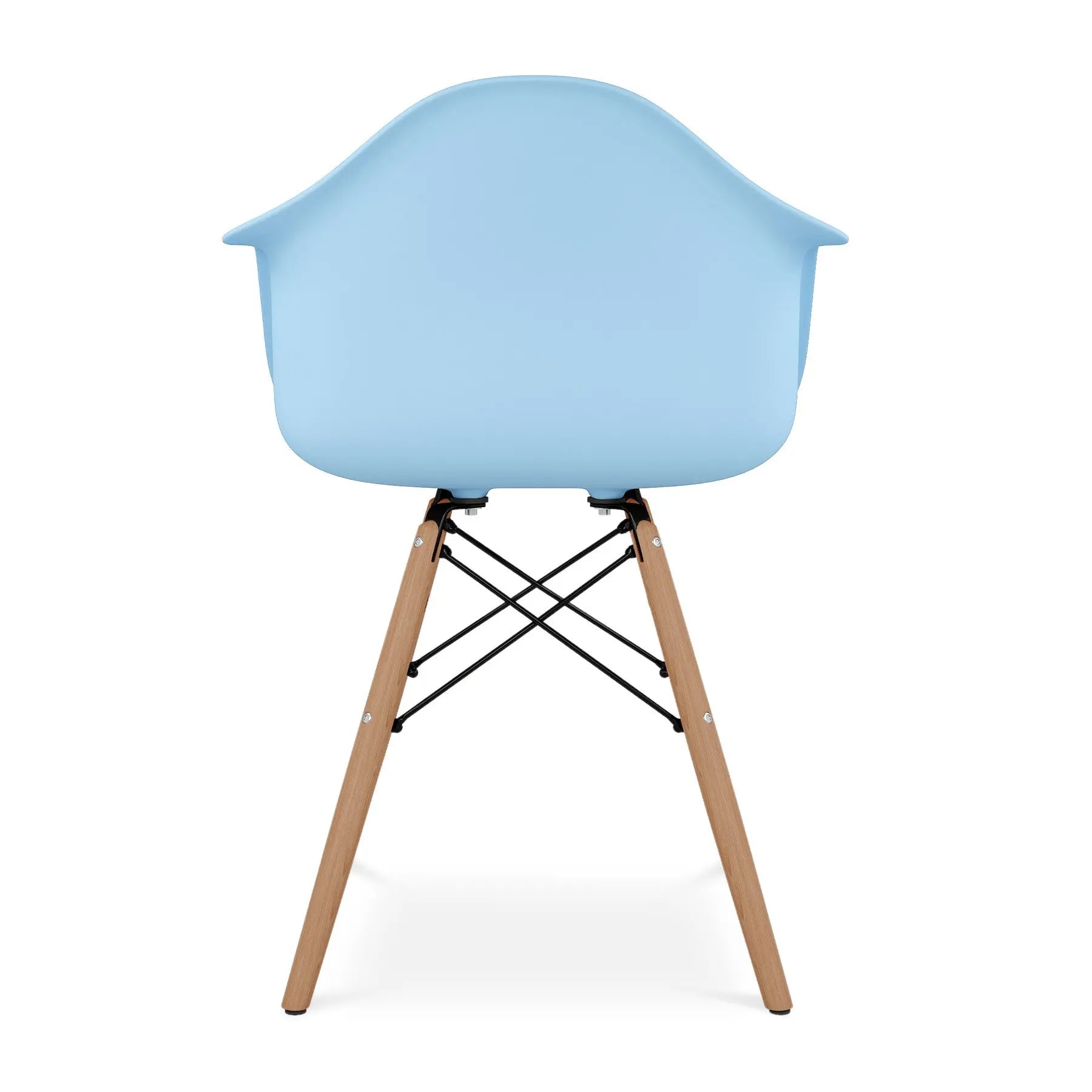 Blue And Natural Heavy Duty Plastic And Solid Wood Dining Arm Chair Homeroots Kitchen & Dining