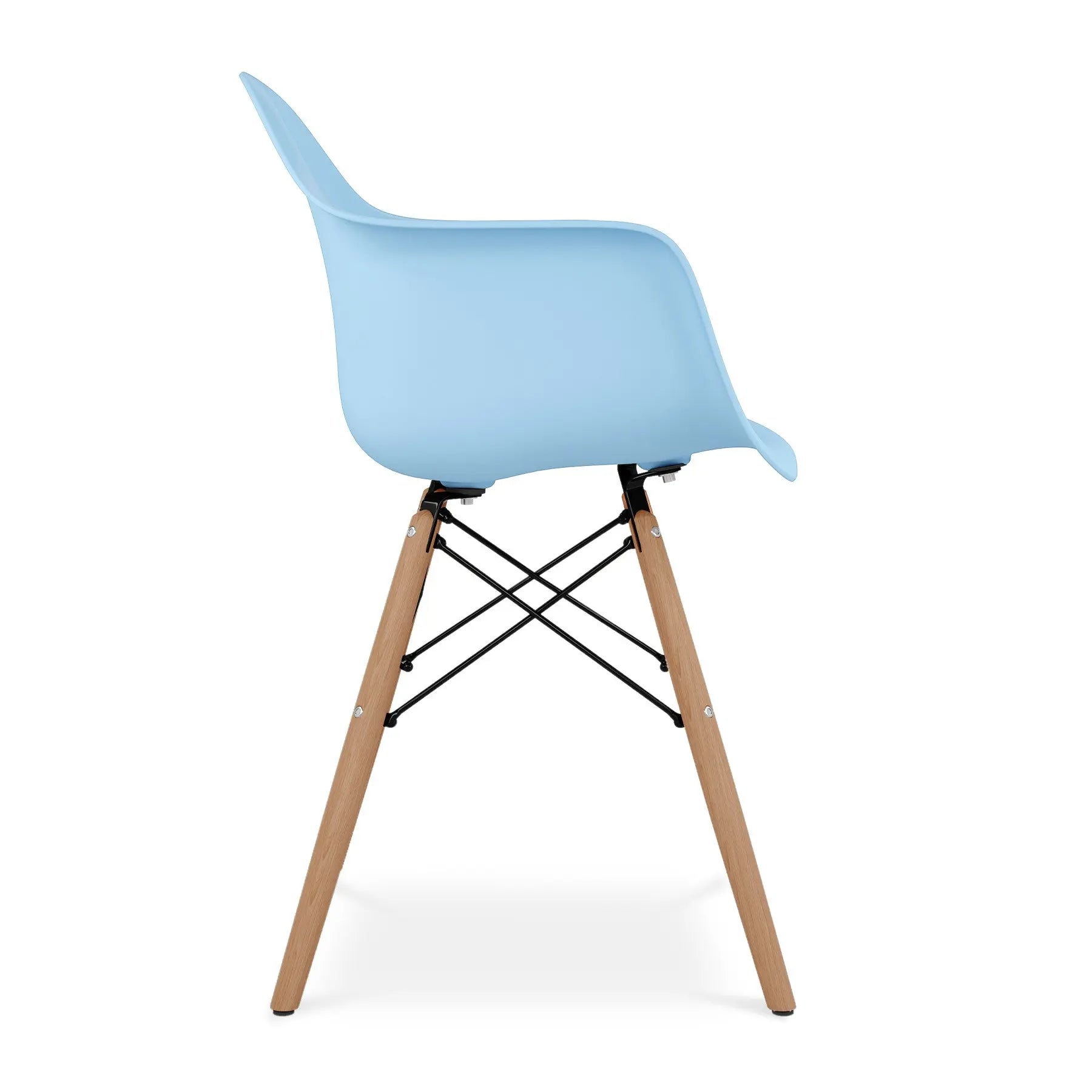 Blue And Natural Heavy Duty Plastic And Solid Wood Dining Arm Chair Homeroots Kitchen & Dining