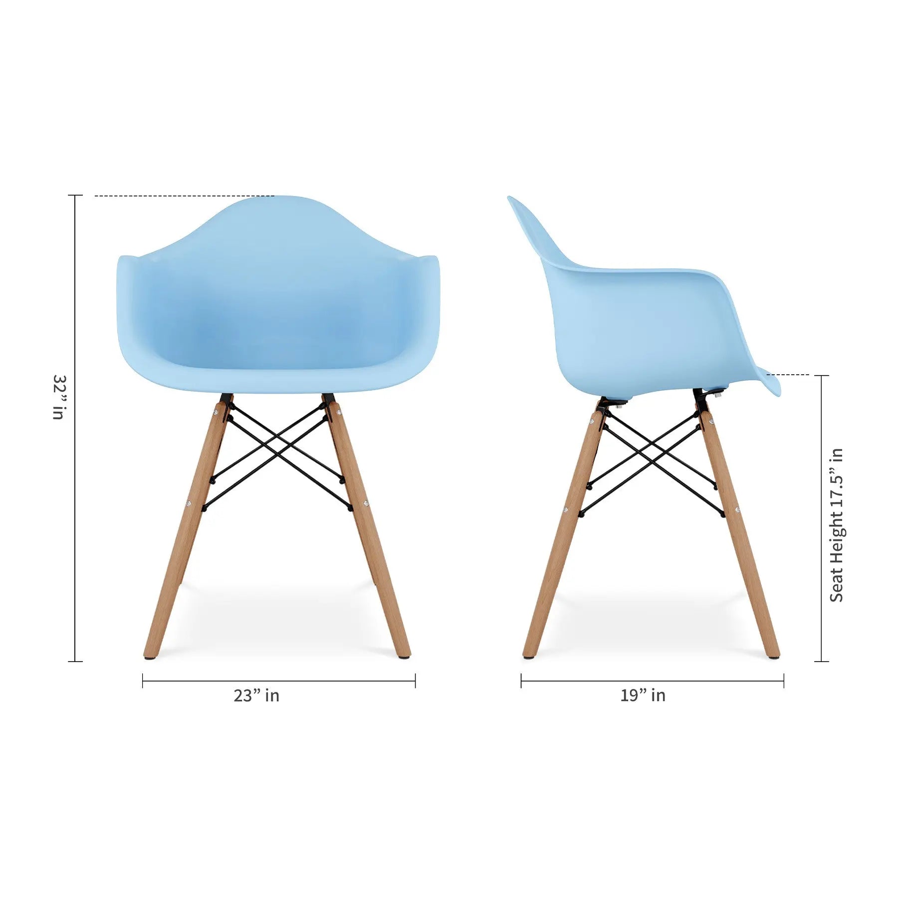 Blue And Natural Heavy Duty Plastic And Solid Wood Dining Arm Chair Homeroots Kitchen & Dining