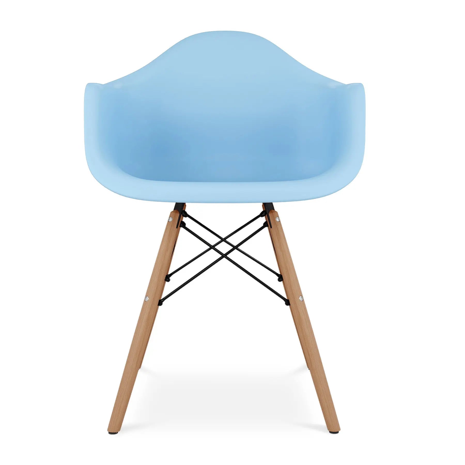 Blue And Natural Heavy Duty Plastic And Solid Wood Dining Arm Chair Homeroots Kitchen & Dining
