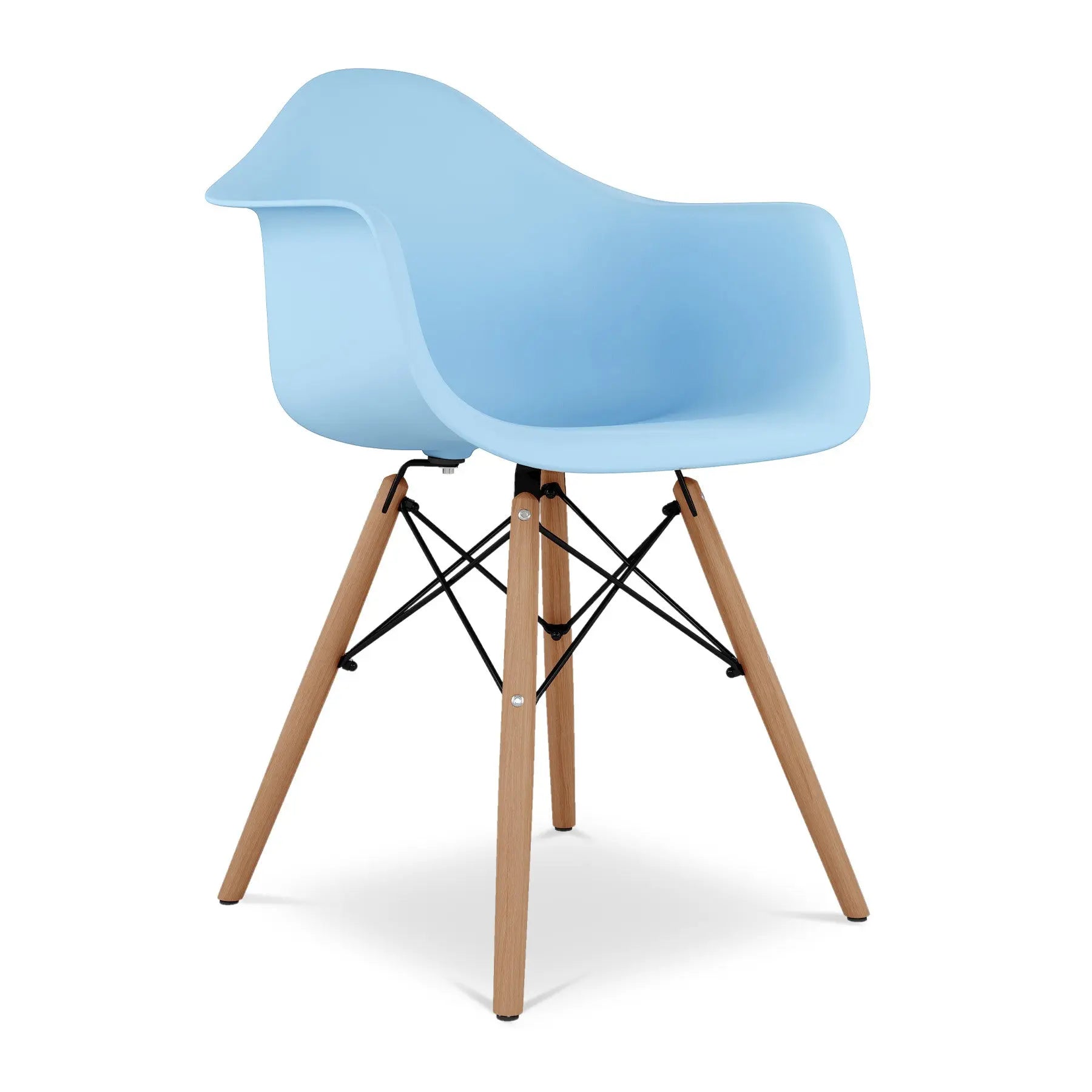 Blue And Natural Heavy Duty Plastic And Solid Wood Dining Arm Chair Homeroots Kitchen & Dining