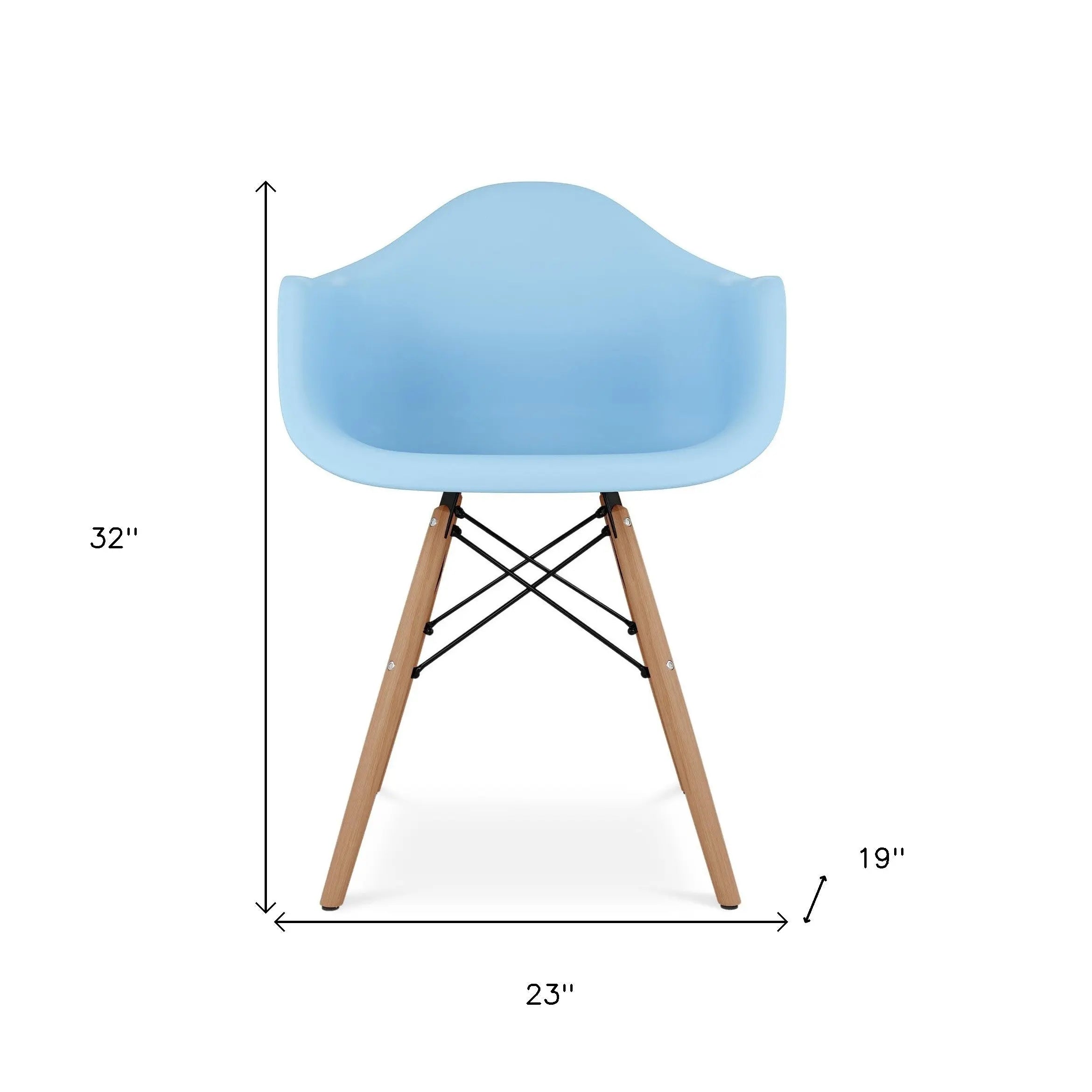 Blue And Natural Heavy Duty Plastic And Solid Wood Dining Arm Chair Homeroots Kitchen & Dining