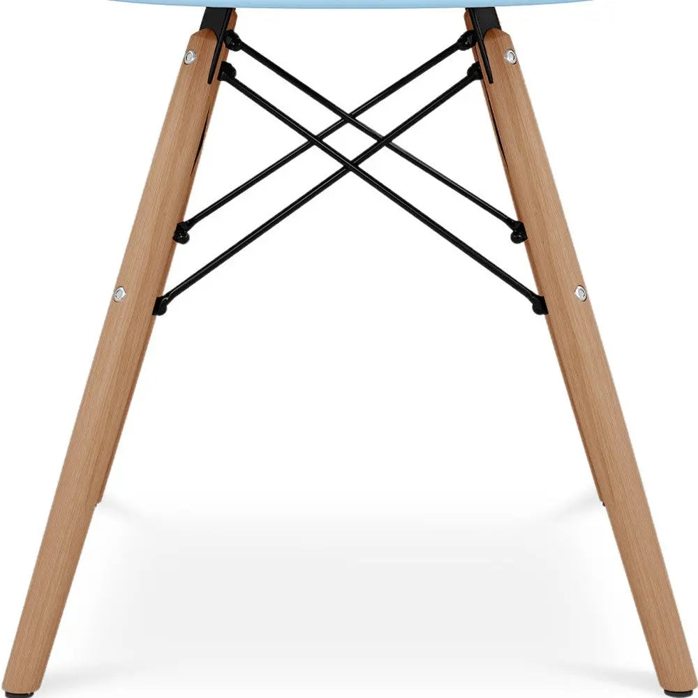 Blue And Natural Heavy Duty Plastic And Solid Wood Dining Arm Chair Homeroots Kitchen & Dining