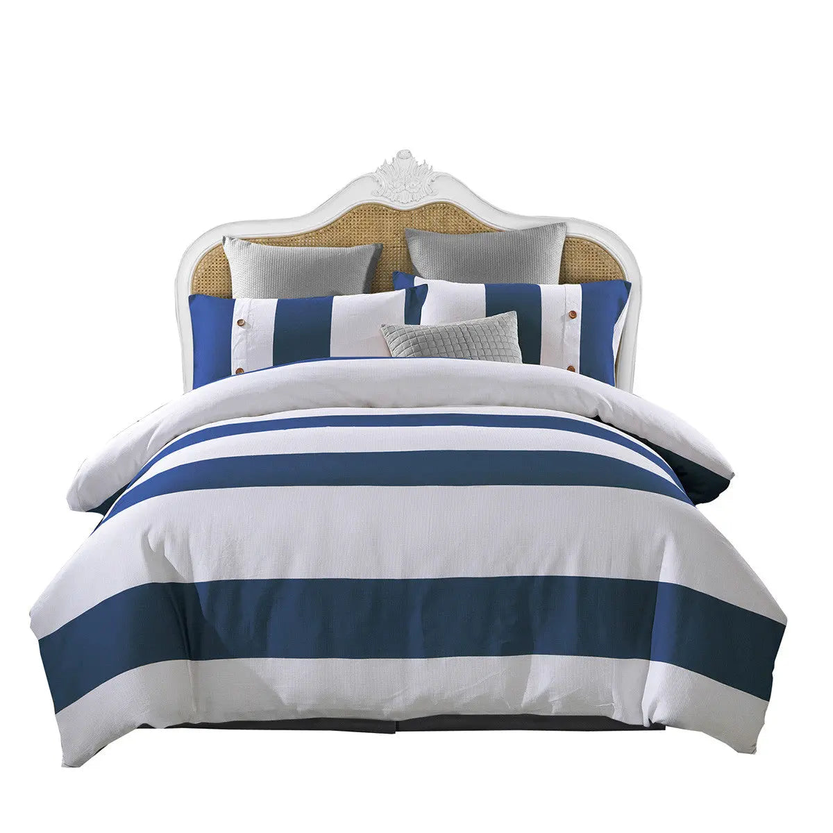 Blue And White King Cotton Washable Duvet Cover Set Homeroots Bed & Bath