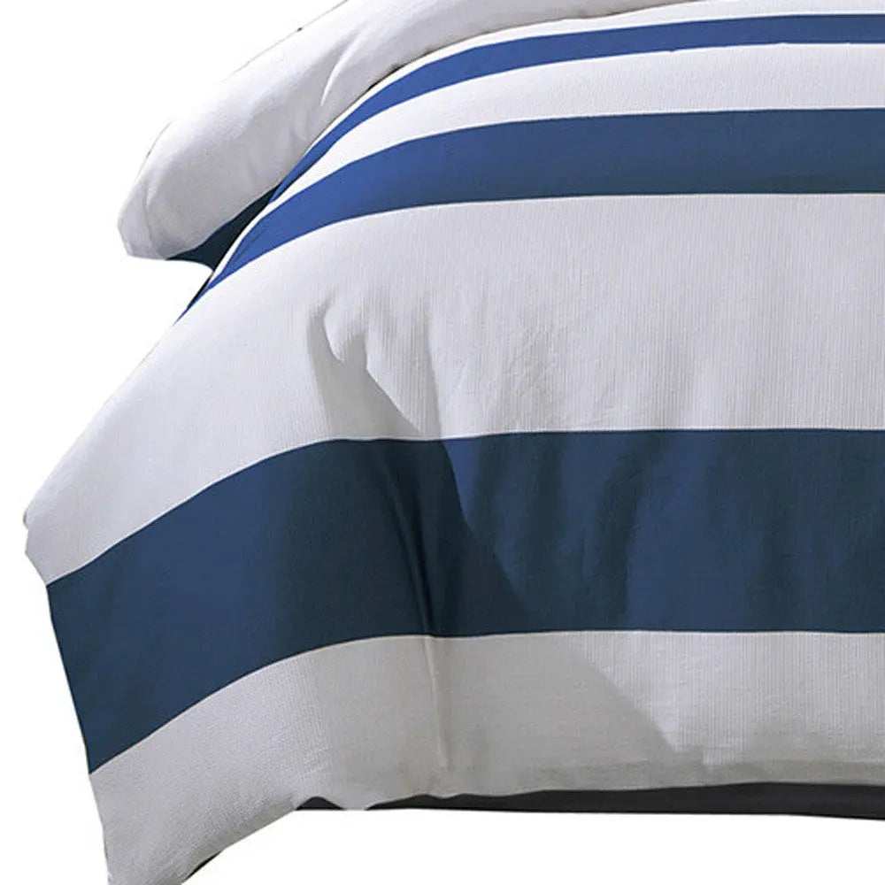 Blue And White King Cotton Washable Duvet Cover Set Homeroots Bed & Bath