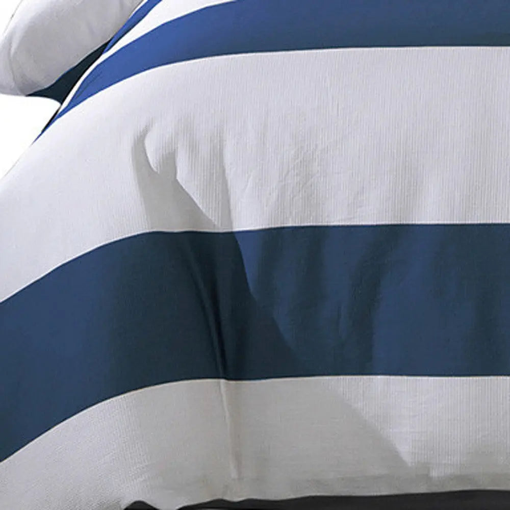 Blue And White King Cotton Washable Duvet Cover Set Homeroots Bed & Bath